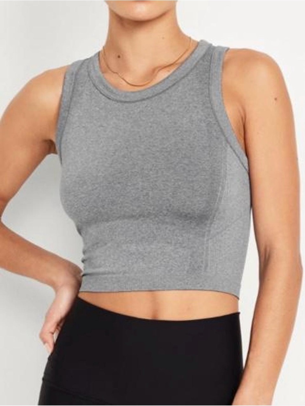 Old Navy Women’s Go-Dry XSP Gray Ribbed Cropped Fitted Tank Top